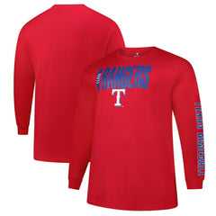 Texas Rangers Profile Big & Tall Two-Hit Long Sleeve T-Shirt - Red - MLB Discount
