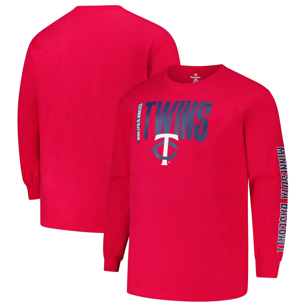 Minnesota Twins Profile Big & Tall Two-Hit Long Sleeve T-Shirt - Red - MLB Lifestyle