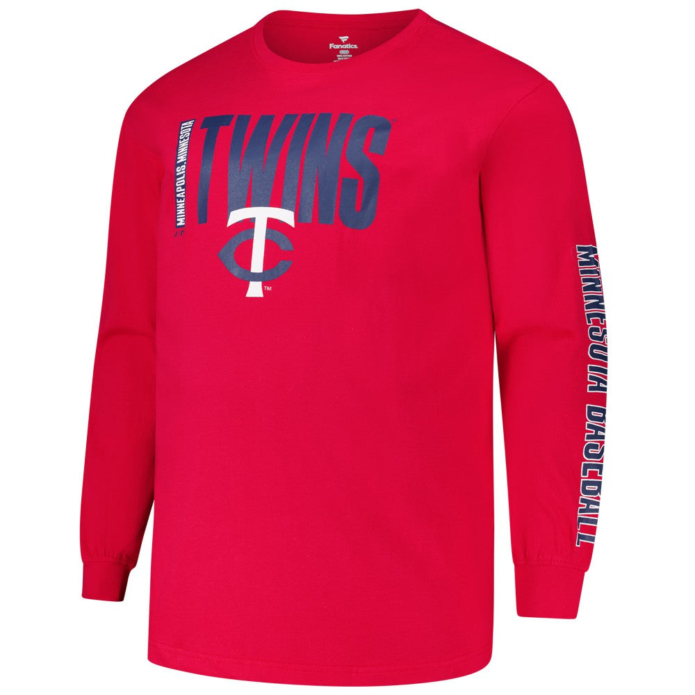 Minnesota Twins Profile Big & Tall Two-Hit Long Sleeve T-Shirt - Red - MLB Lifestyle