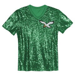 Jalen Hurts Philadelphia Eagles Girls Youth Sequin V-Neck Fashion Jersey Kelly Green