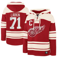 Dylan Larkin Detroit Red Wings '47 Captain Patch Player Name & Number Lacer Pullover Hoodie - Red - NHL 201242061
