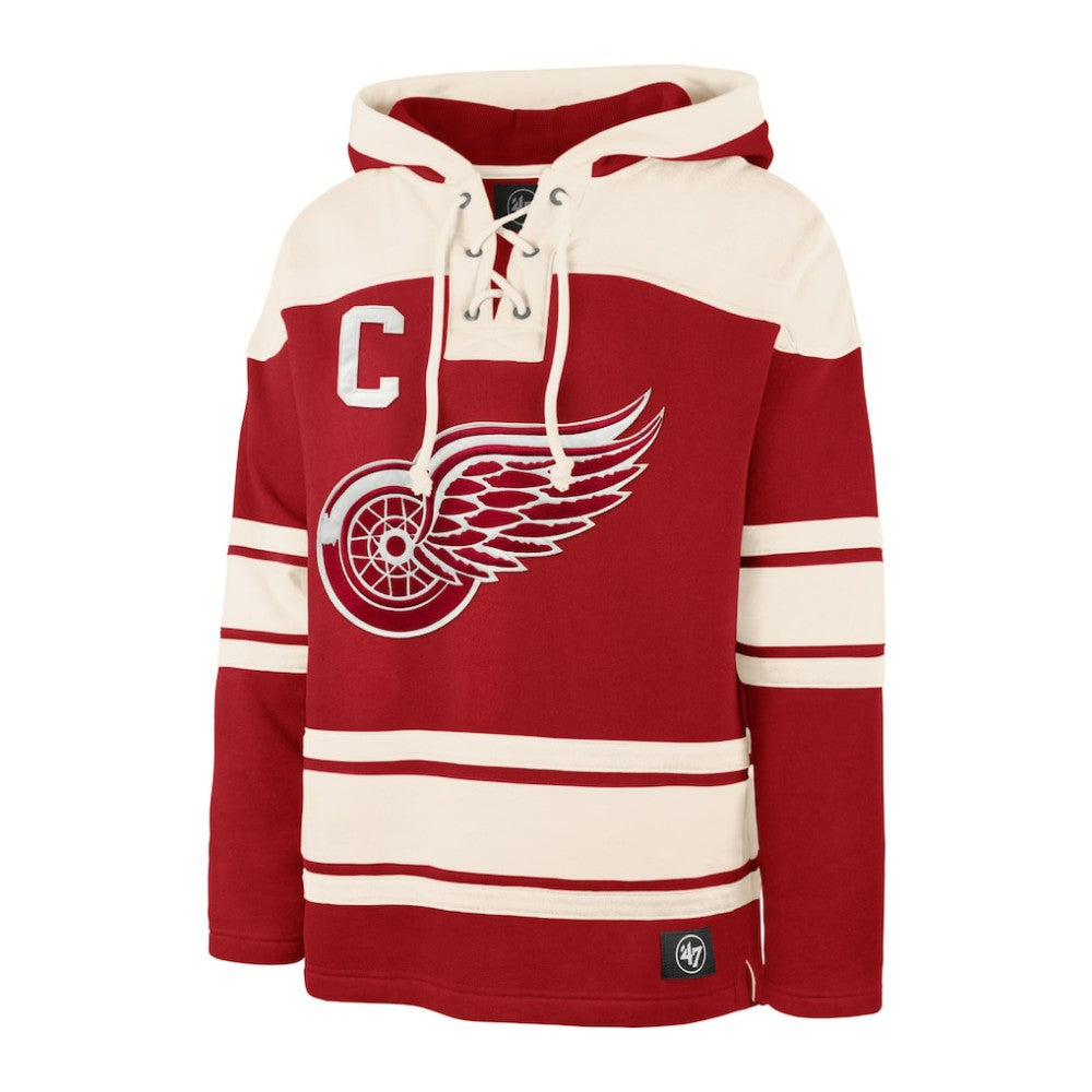 Dylan Larkin Detroit Red Wings '47 Captain Patch Player Name & Number Lacer Pullover Hoodie - Red - NHL 201242061