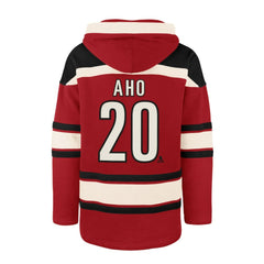 Sebastian Aho Carolina Hurricanes '47 Player Name & Number Lacer Pullover Hoodie - Red - NHL 201242062