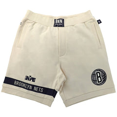 Brooklyn Nets NBA x Two Hype Unisex Culture & Hoops Premium Classic Fleece Shorts - Cream