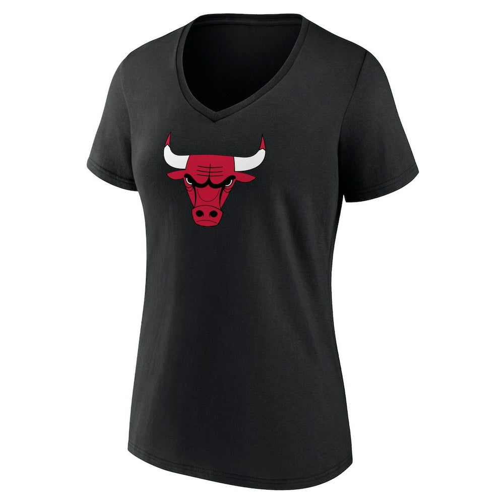Chicago Bulls Women's Primary Logo V-Neck T-Shirt Black