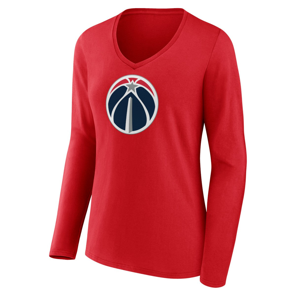Washington Wizards Women's Primary Logo Long Sleeve V-Neck T-Shirt Red
