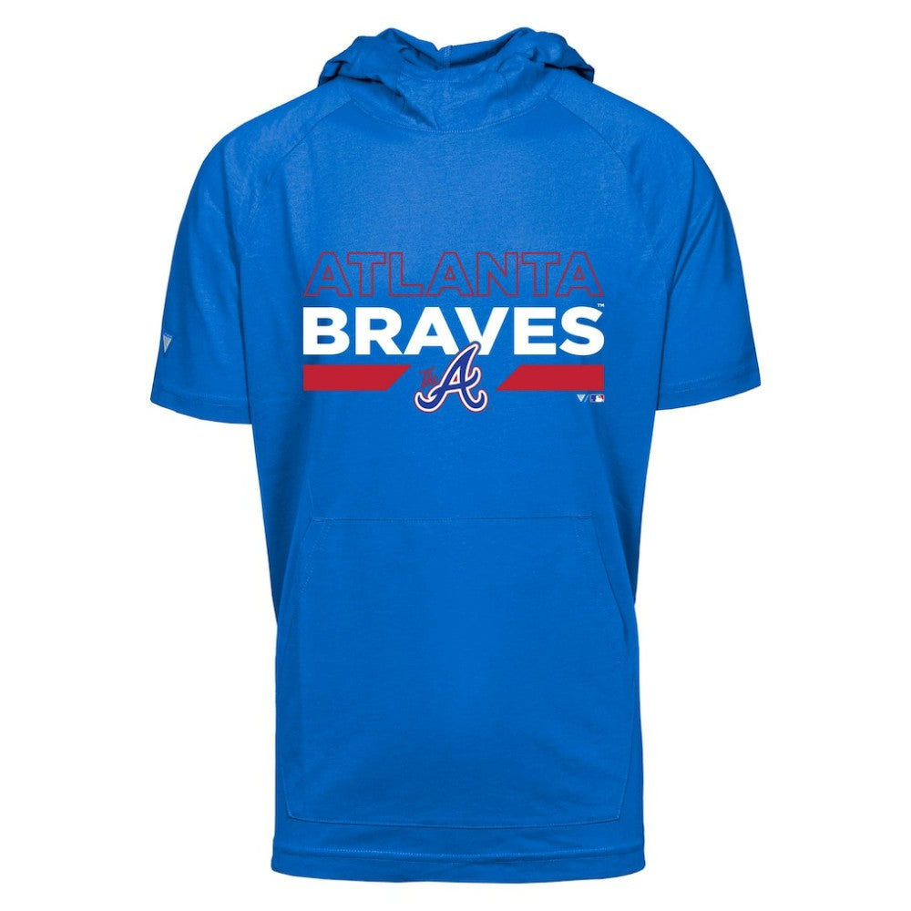 Atlanta Braves Levelwear City Connect Phase No Hitter Short Sleeve Pullover Hoodie - Royal - MLB Discount