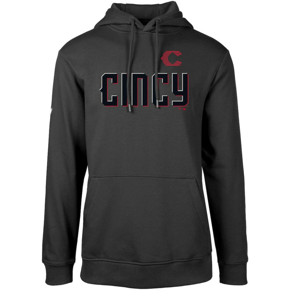 Cincinnati Reds Levelwear City Connect Podium Core Logo Pullover Hoodie - Black - MLB on Sale