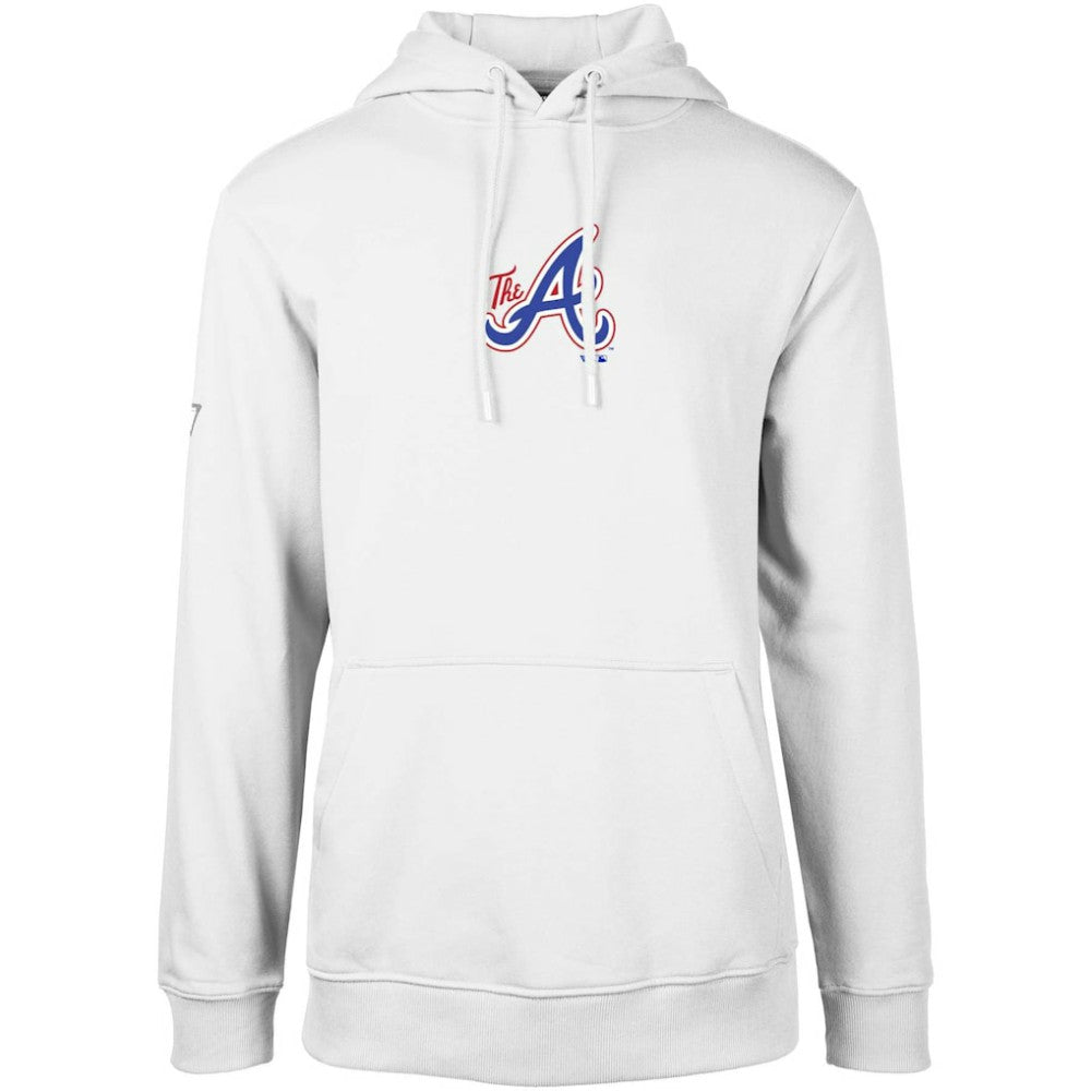 Atlanta Braves Levelwear City Connect Podium Core Logo Pullover Hoodie - White - MLB Sale