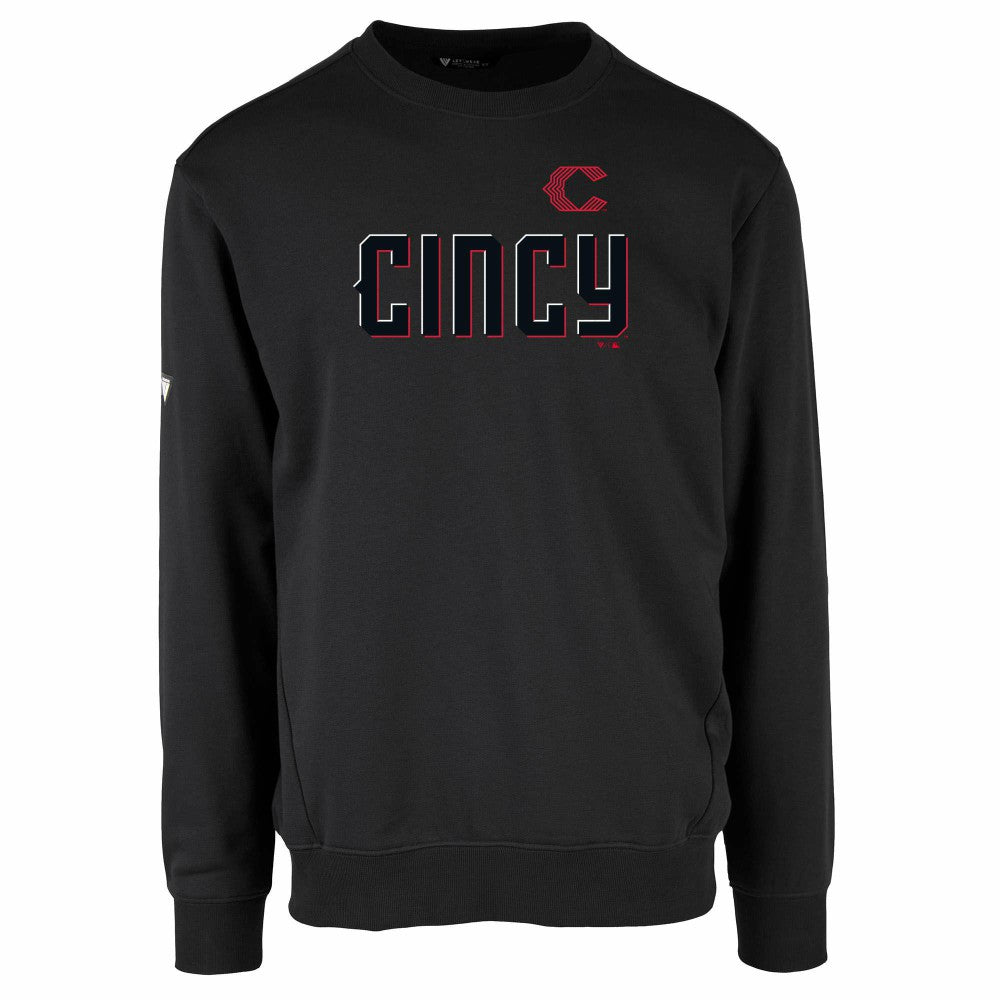 Cincinnati Reds Levelwear City Connect Zane Core Logo Pullover Sweatshirt - Black - MLB Discount