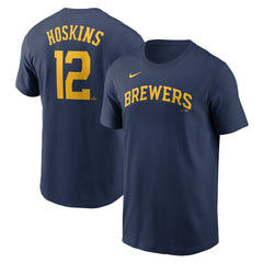 Rhys Hoskins Milwaukee Brewers Nike Fuse Name & Number T-Shirt - Navy - Nike on Sale