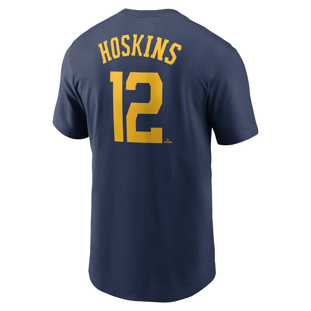 Rhys Hoskins Milwaukee Brewers Nike Fuse Name & Number T-Shirt - Navy - Nike on Sale