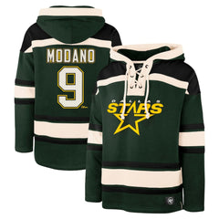 Mike Modano Dallas Stars '47 Retired Player Name & Number Lacer Pullover Hoodie - Green - NHL 201247429