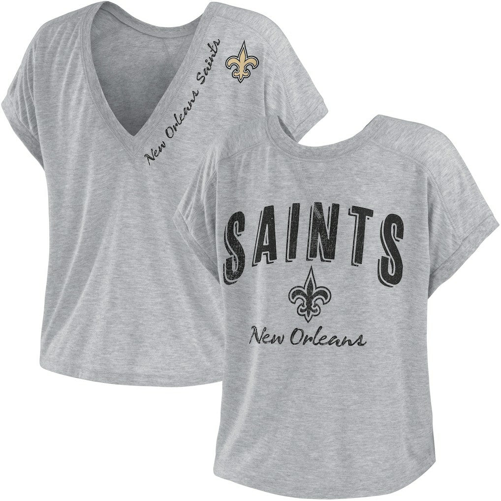 New Orleans Saints WEAR by Erin Andrews Women's Reversible T-Shirt Heather Gray
