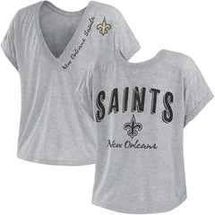 New Orleans Saints WEAR by Erin Andrews Women's Reversible T-Shirt Heather Gray