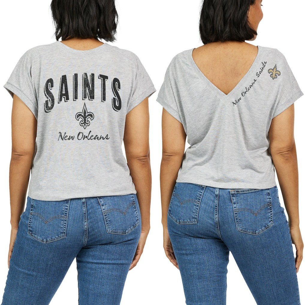 New Orleans Saints WEAR by Erin Andrews Women's Reversible T-Shirt Heather Gray