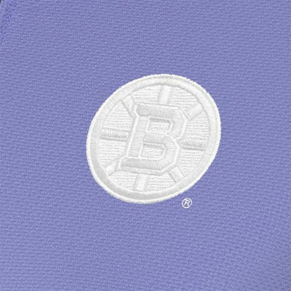 Boston Bruins Antigua Women's White Logo Finish Quarter-Zip Top - Heather Purple - NHL 201249240