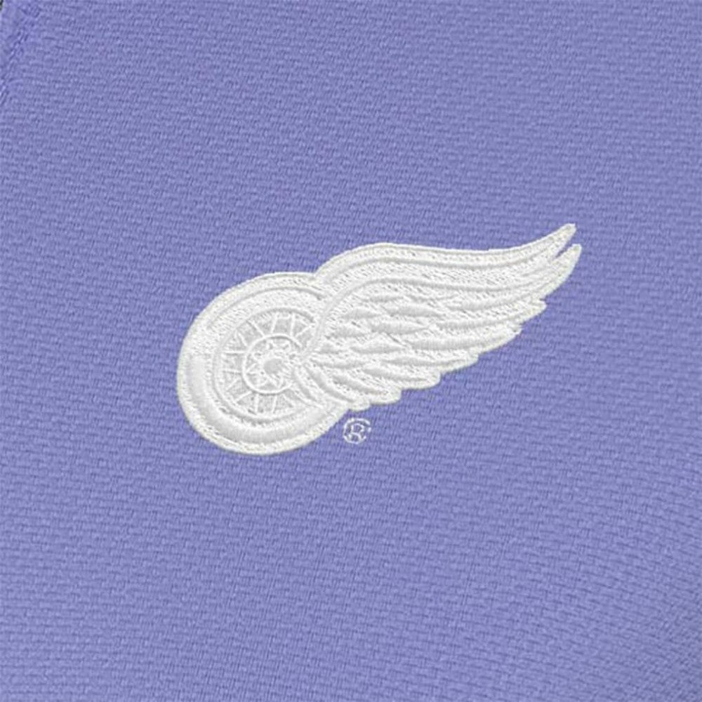Detroit Red Wings Antigua Women's White Logo Finish Quarter-Zip Top - Heather Purple - NHL 201249256