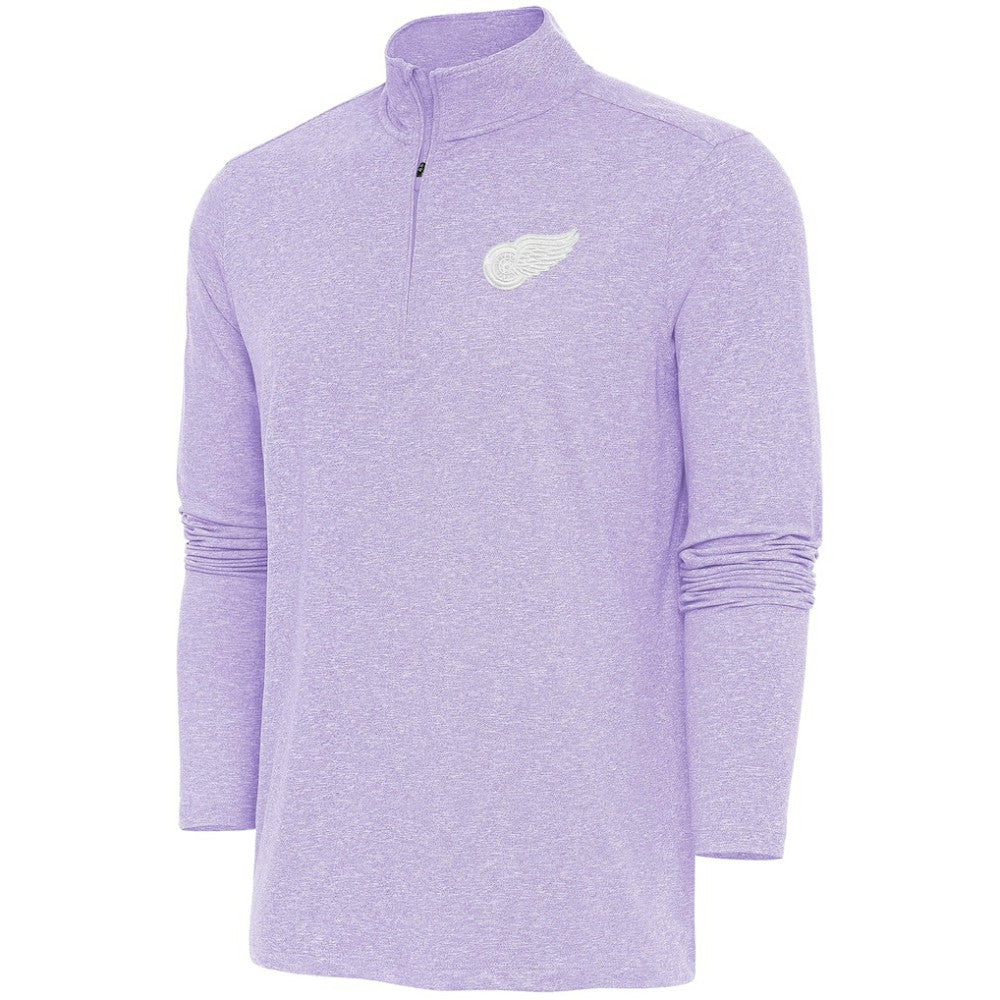 Detroit Red Wings Antigua White Logo Hunk Quarter-Zip Pullover - Lavender - NHL 201249472