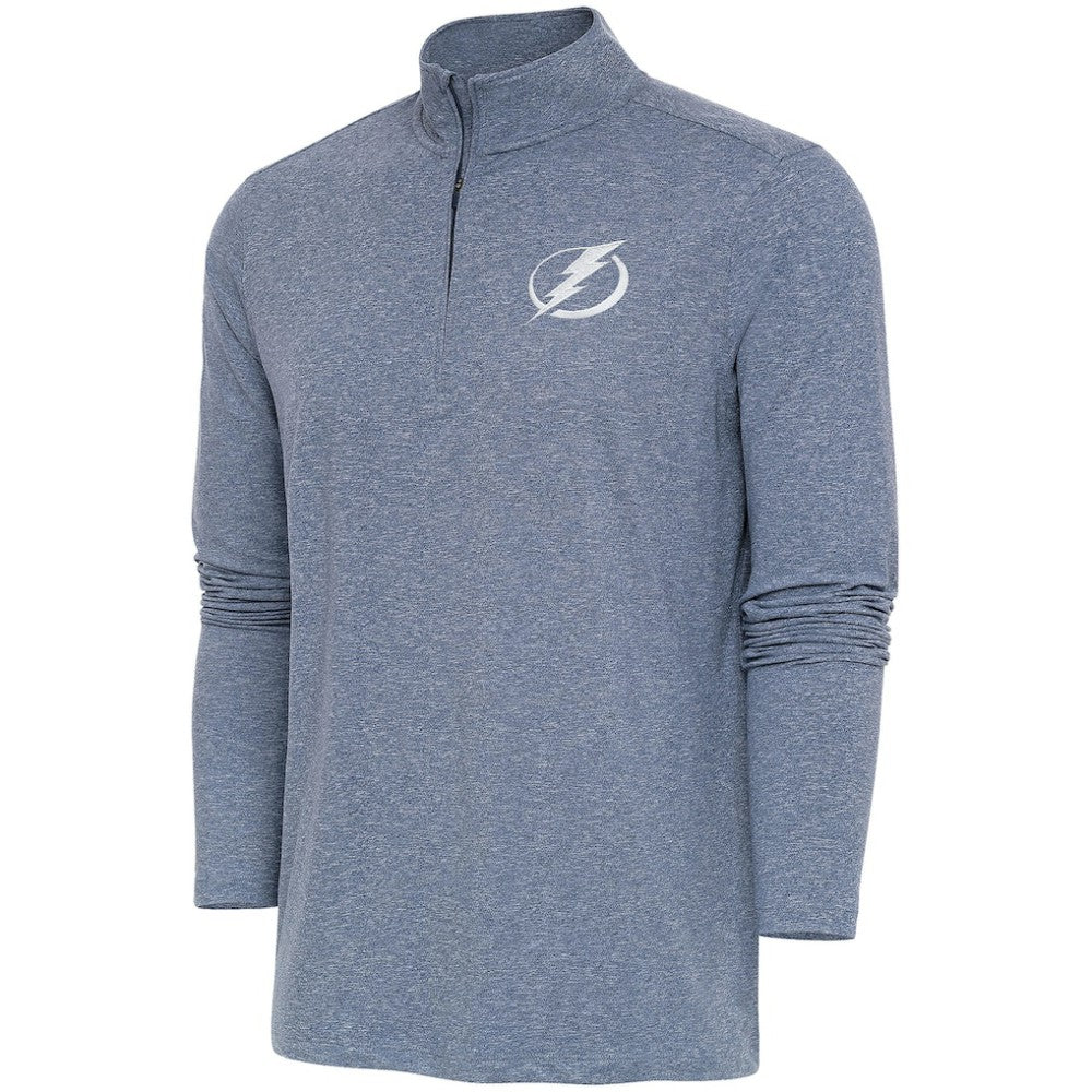 Tampa Bay Lightning Antigua White Logo Hunk Quarter-Zip Pullover - Heather Navy - NHL 201249488