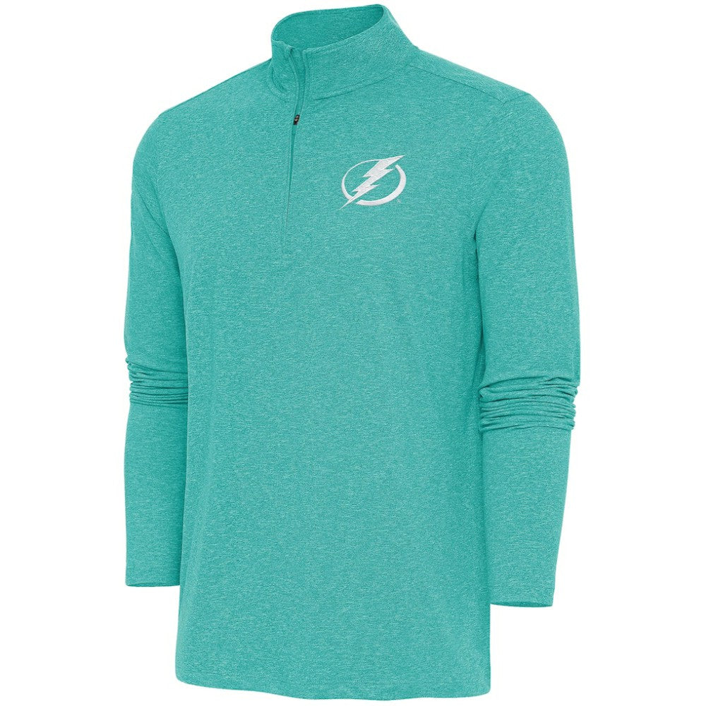 Tampa Bay Lightning Antigua White Logo Hunk Quarter-Zip Pullover - Heather Aqua - NHL 201249509
