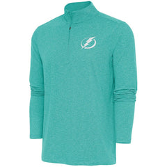 Tampa Bay Lightning Antigua White Logo Hunk Quarter-Zip Pullover - Heather Aqua - NHL 201249509