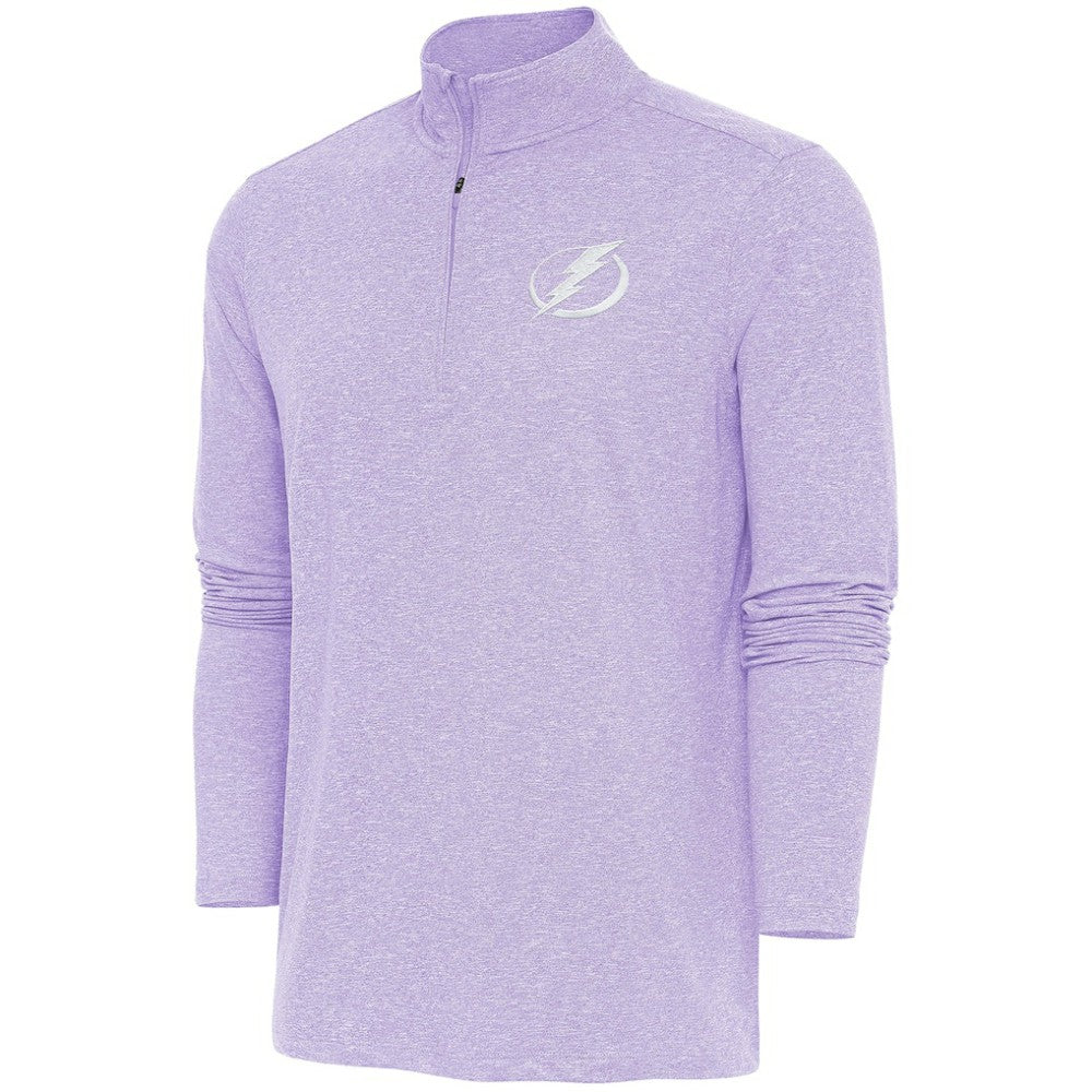 Tampa Bay Lightning Antigua White Logo Hunk Quarter-Zip Pullover - Lavender - NHL 201249511