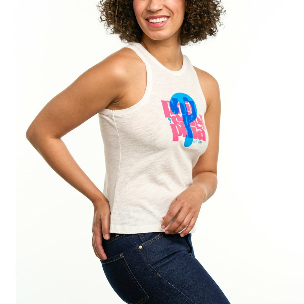 Philadelphia Phillies Lusso Women's Lourdes Tank Top - White - MLB Lifestyle