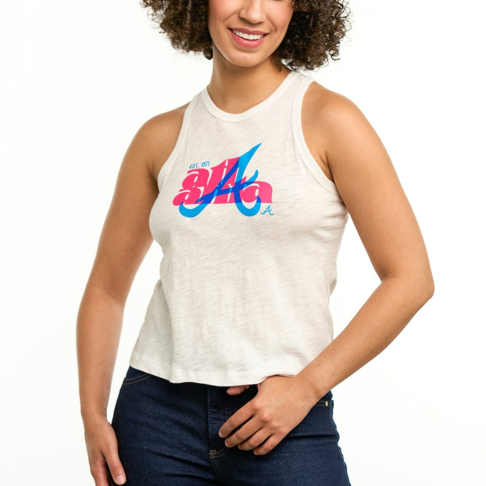 Atlanta Braves Lusso Women's Lourdes Tank Top - White - MLB on Sale