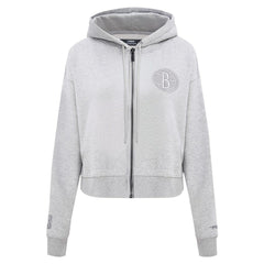 Brooklyn Nets Pro Standard Women's Triple Tonal Full-Zip Hoodie Heather Gray