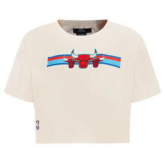 Chicago Bulls Pro Standard Women's Retro Striper SJ Cropped Boxy T-Shirt Cream