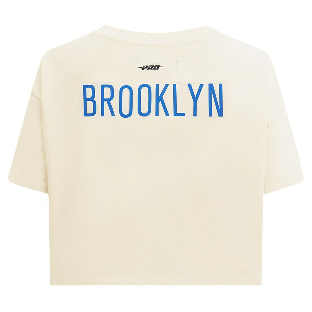Brooklyn Nets Pro Standard Women's Retro Striper SJ Cropped Boxy T-Shirt Cream