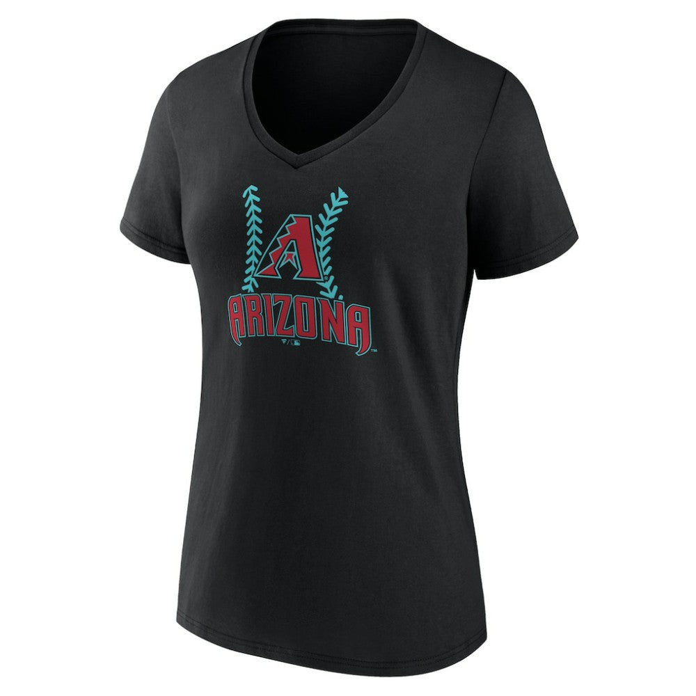 Arizona Diamondbacks Women's Personalized Name & Number Fastball V-Neck T-Shirt - Black - MLB Discount