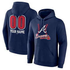 Atlanta Braves Personalized Name & Number Fastball Pullover Hoodie - Navy - MLB Lifestyle