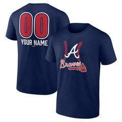 Atlanta Braves Personalized Name & Number Fastball T-Shirt - Navy - MLB on Sale
