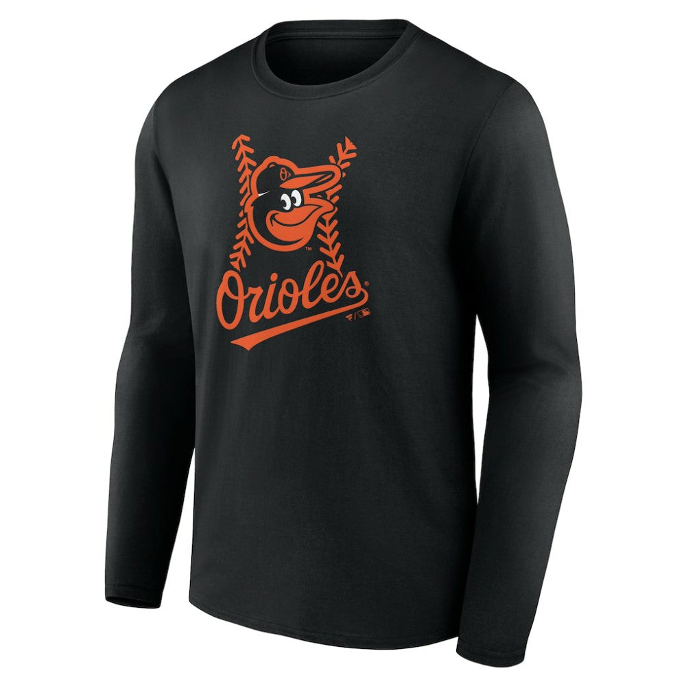 Baltimore Orioles Personalized Name & Number Fastball Long Sleeve T-Shirt - Black - MLB Discount