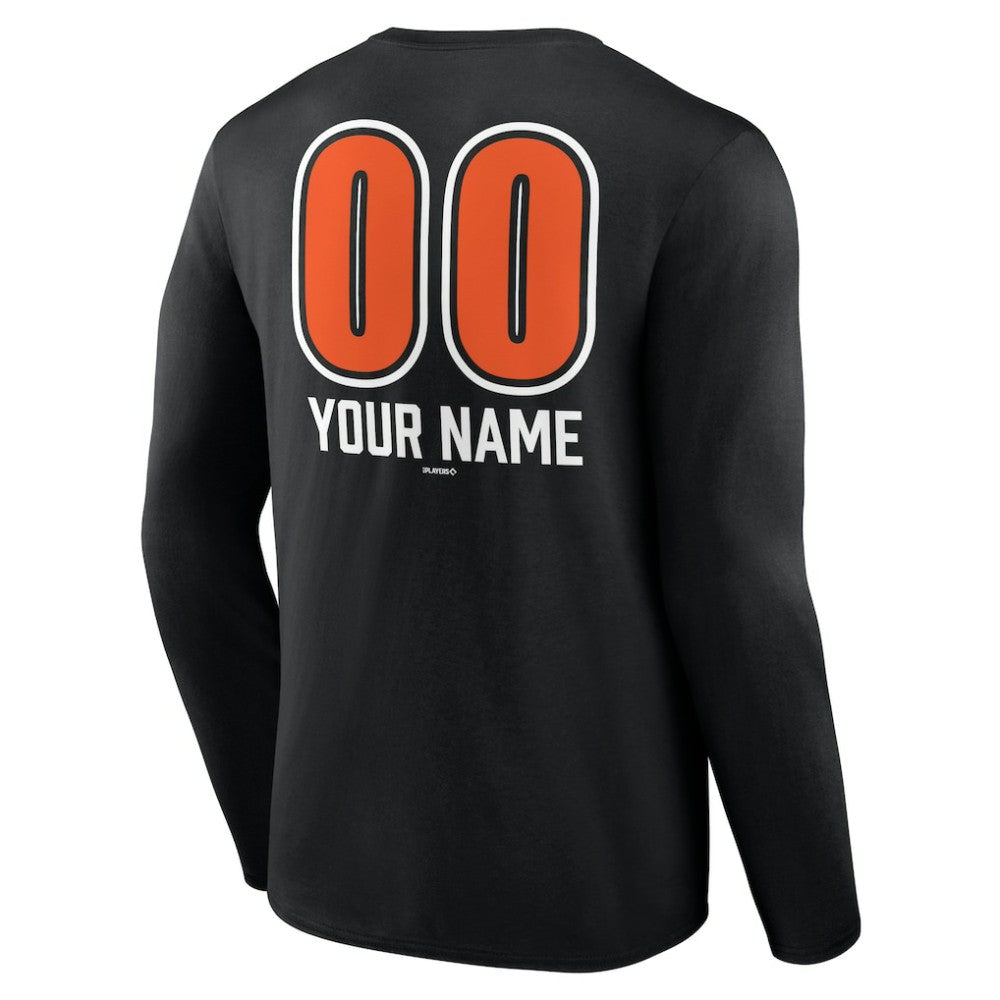 Baltimore Orioles Personalized Name & Number Fastball Long Sleeve T-Shirt - Black - MLB Discount