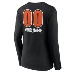 Baltimore Orioles Women's Personalized Name & Number Fastball Long Sleeve V-Neck T-Shirt - Black - MLB Sale