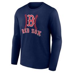 Boston Red Sox Personalized Name & Number Fastball Long Sleeve T-Shirt - Navy - MLB Sale