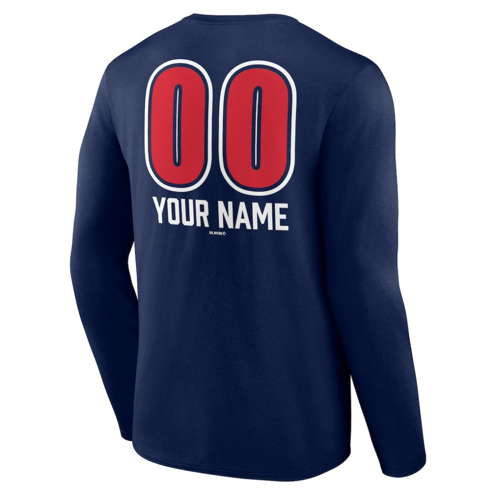 Boston Red Sox Personalized Name & Number Fastball Long Sleeve T-Shirt - Navy - MLB Sale
