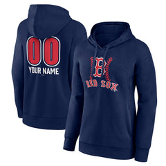 Boston Red Sox Women's Personalized Name & Number Fastball Pullover Hoodie - Navy - MLB Lifestyle