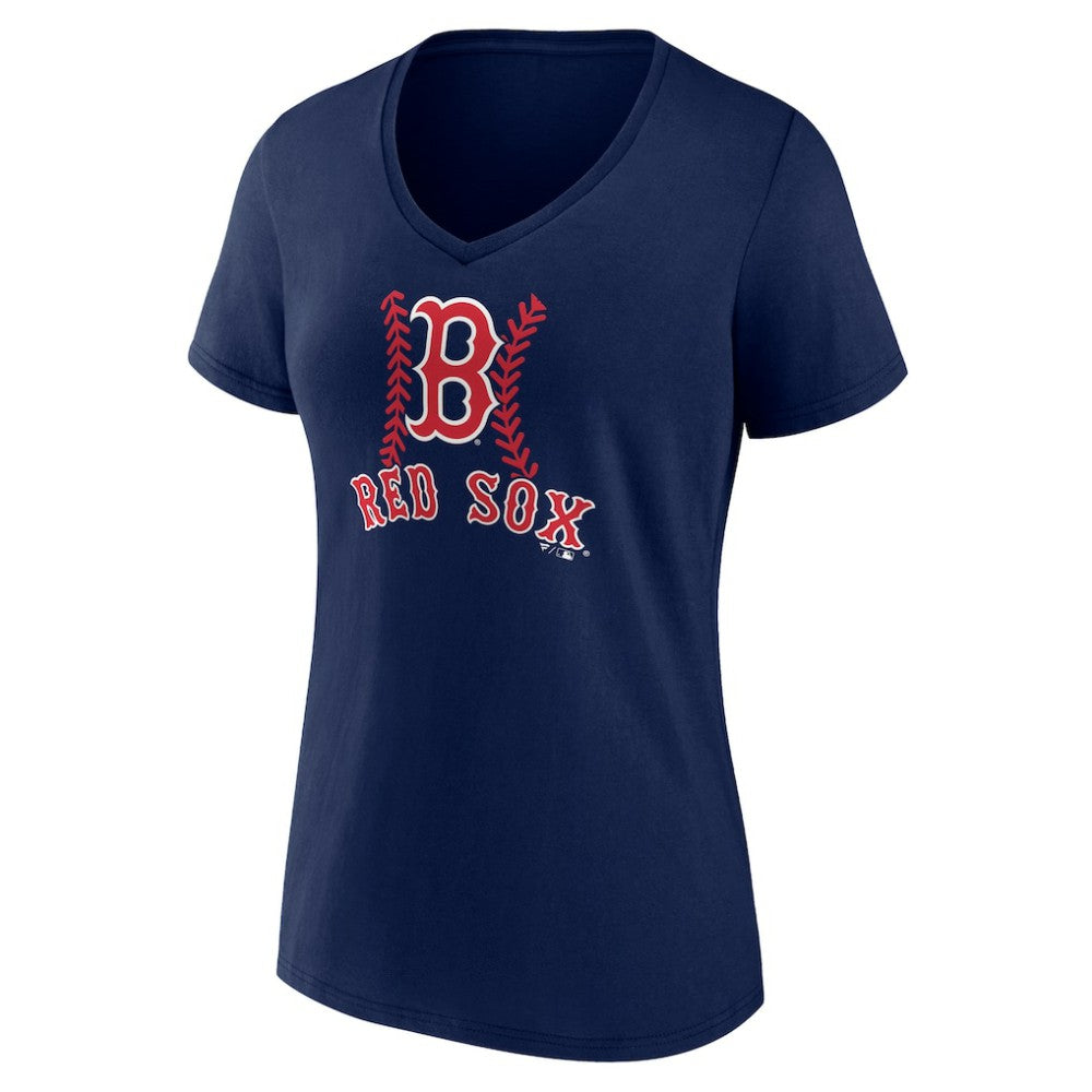 Boston Red Sox Women's Personalized Name & Number Fastball V-Neck T-Shirt - Navy - MLB on Sale