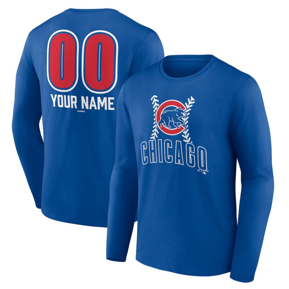 Chicago Cubs Personalized Name & Number Fastball Long Sleeve T-Shirt - Royal - MLB Sale