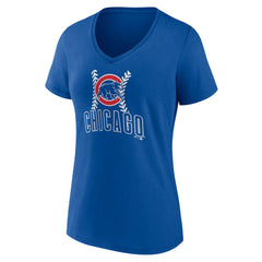 Chicago Cubs Women's Personalized Name & Number Fastball V-Neck T-Shirt - Royal - MLB Sale