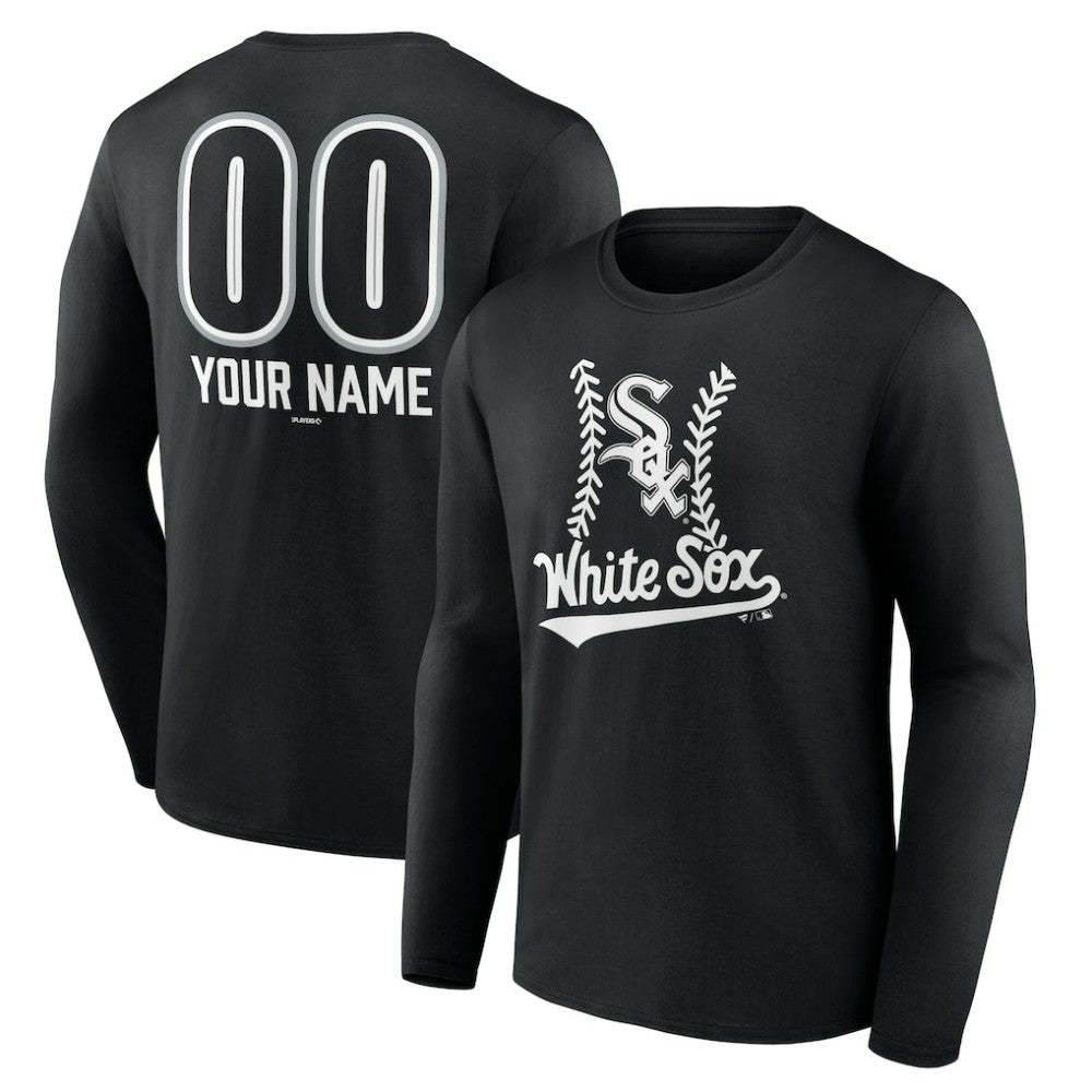 Chicago White Sox Personalized Name & Number Fastball Long Sleeve T-Shirt - Black - MLB Discount