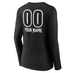 Chicago White Sox Women's Personalized Name & Number Fastball Long Sleeve V-Neck T-Shirt - Black - MLB Lifestyle