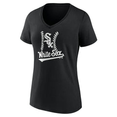 Chicago White Sox Women's Personalized Name & Number Fastball V-Neck T-Shirt - Black - MLB Discount
