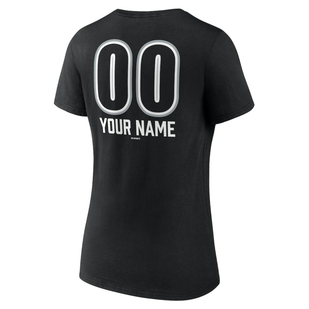 Chicago White Sox Women's Personalized Name & Number Fastball V-Neck T-Shirt - Black - MLB Discount