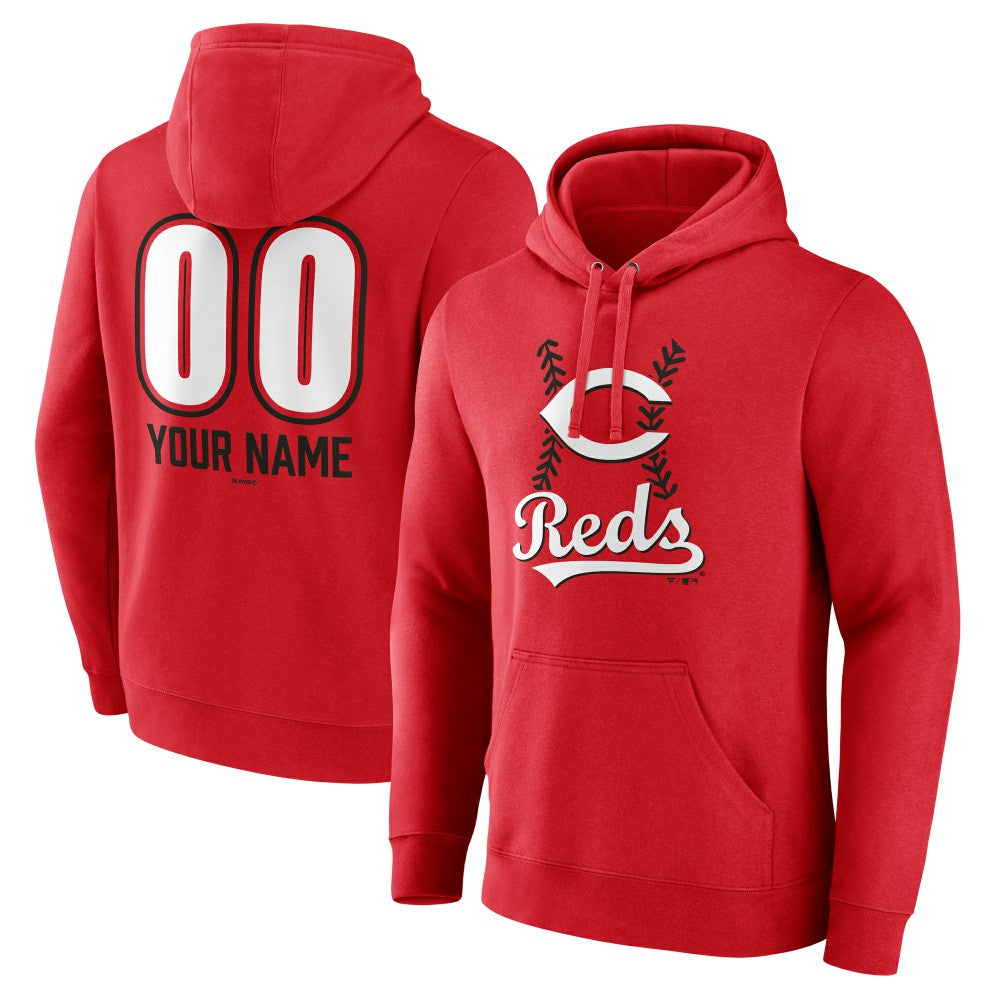 Cincinnati Reds Personalized Name & Number Fastball Pullover Hoodie - Red - MLB Sale