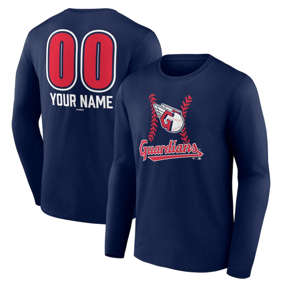Cleveland Guardians Personalized Name & Number Fastball Long Sleeve T-Shirt - Navy - MLB Discount